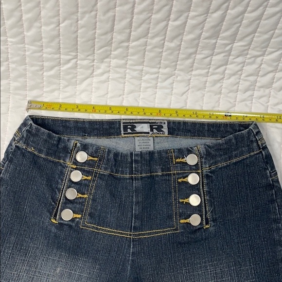R4R JEANS Denim Jeans Front Buttons wide legged capris CUTE! - Picture 2 of 8